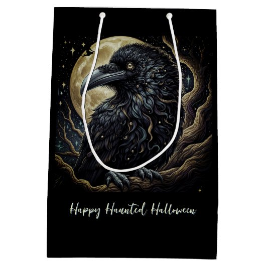 Black Bird Halloween Medium Cadeauzakje (Achterkant)