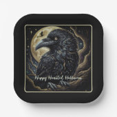 Black Bird Halloween Papieren Bordje (Voorkant)