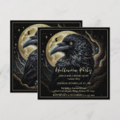 Black Bird Halloween Uitnodiging (Voorkant / Achterkant)