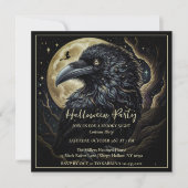Black Bird Halloween Uitnodiging (Voorkant)