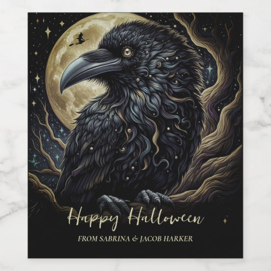 Black Bird Halloween Wijn Etiket (Enkel label)