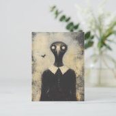 Black Bird in a Black Dress Horror Fantasy Briefkaart (Staand voorkant)