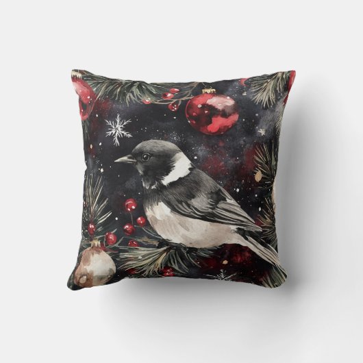 Black Bird Kerstmis Kussen (Achterkant)