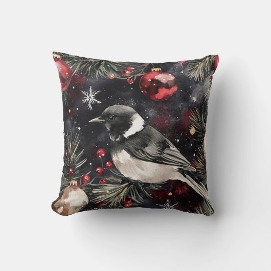 Black Bird Kerstmis Kussen (Voorkant)