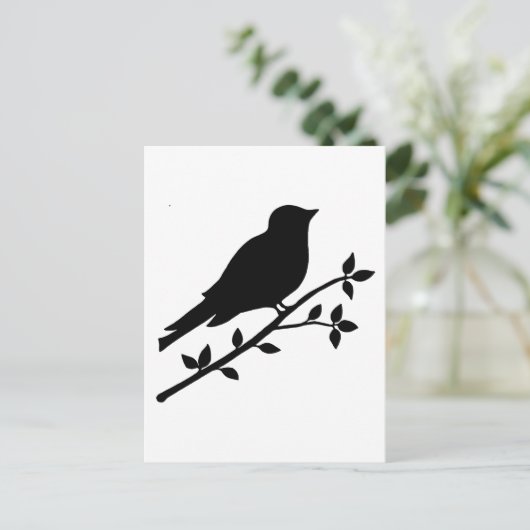 Black Bird Silhouette Briefkaart (Staand voorkant)