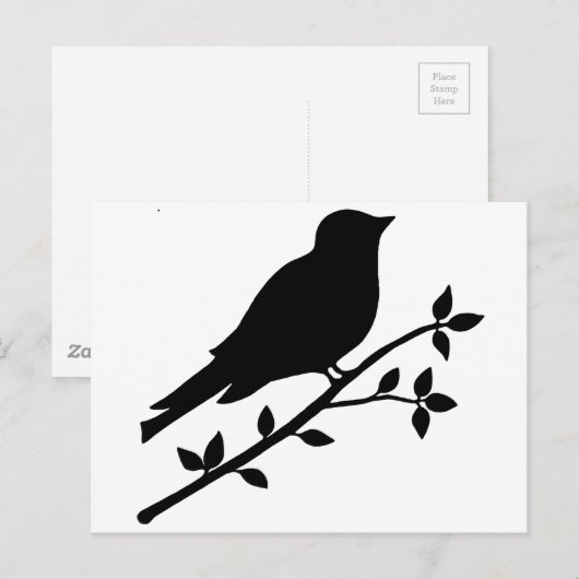 Black Bird Silhouette Briefkaart (Voorkant / Achterkant)