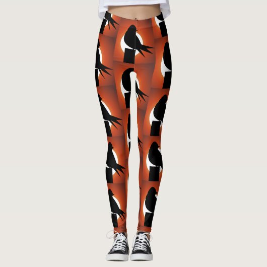 Black Bird Silhouette Sun Thunder_Cove Leggings (Voorkant)