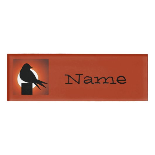 Black Bird Silhouette Sun Thunder_Cove Naambadge (Voorkant)