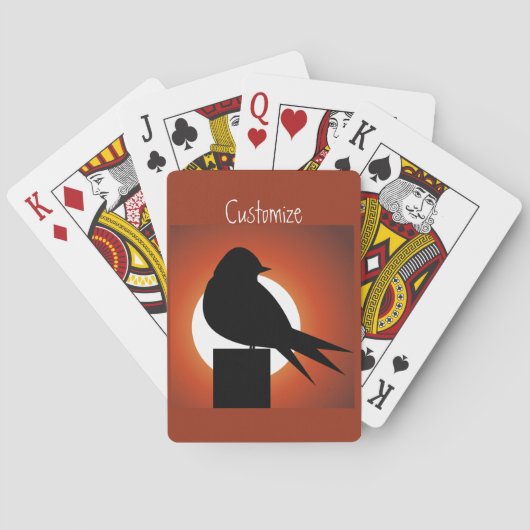 Black Bird Silhouette Sun Thunder_Cove Pokerkaarten (Achterkant)