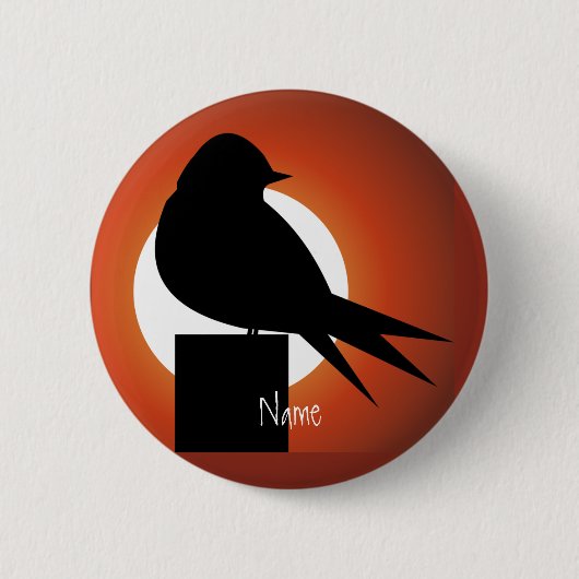 Black Bird Silhouette Sun Thunder_Cove Ronde Button 5,7 Cm (Voorkant)