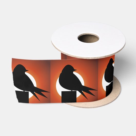 Black Bird Silhouette Sun Thunder_Cove Satijnen Lint (Spoel)