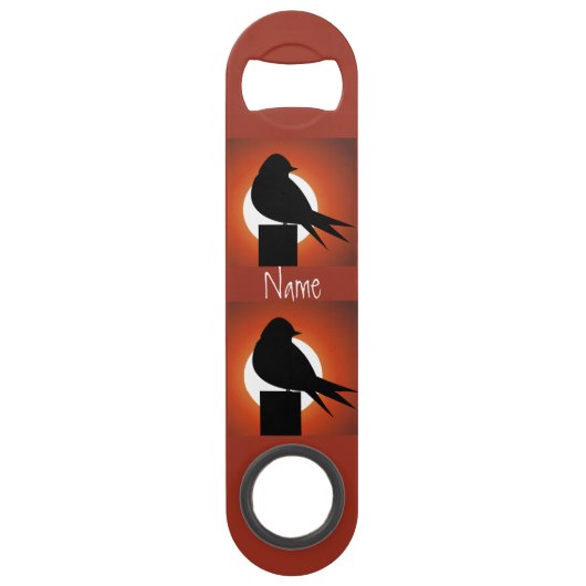 Black Bird Silhouette Sun Thunder_Cove Speed Flessenopener (Achterkant)