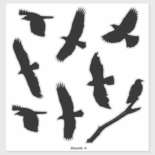 Black Bird Silhouettes Custom-Cut Vinyl Sticker (Vel)