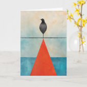 Black Bird Verjaardag Kaart (Gele Bloem)