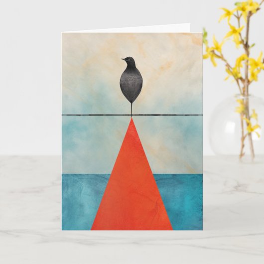 Black Bird Verjaardag Kaart (Gele Bloem)