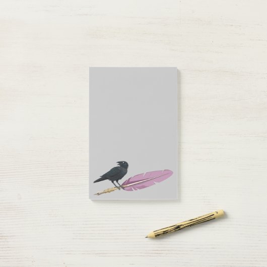 Black Birds Feather Pen Raven Post-it® Notes (Op bureau)