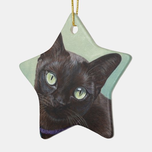 Black Birmese kat Moose Keramisch Ornament (Links)