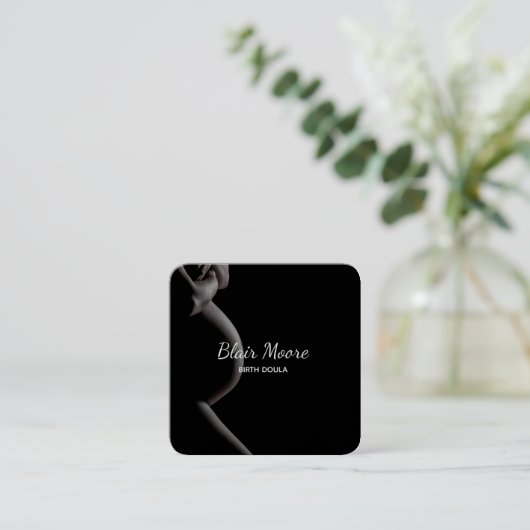 Black Birth Doula, verloskundige Zwangerschap Visi Vierkante Visitekaartje (Staand voorkant)
