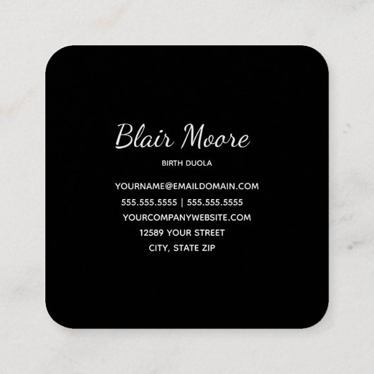 Black Birth Doula, verloskundige Zwangerschap Visi Vierkante Visitekaartje (Achterkant)