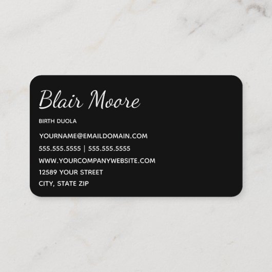 Black Birth Doula, verloskundige Zwangerschap Visi Visitekaartje (Achterkant)