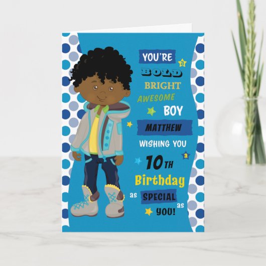 Black Birthday Boy Kaart (Voorkant)
