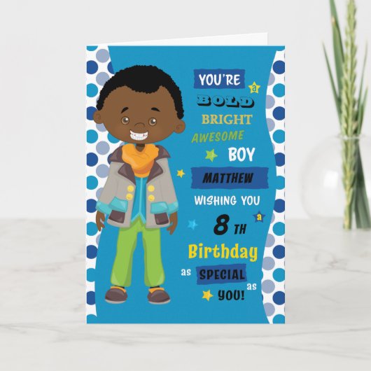 Black Birthday Boy Kaart (Voorkant)