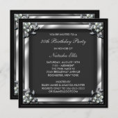 Black Birthday Event Party Invitation Sjabloon Kaart (Voorkant / Achterkant)