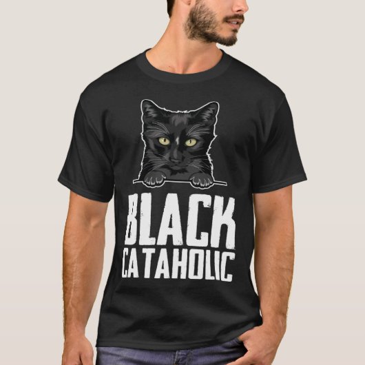 Black  Black cat  Black mom T-shirt (Voorkant)