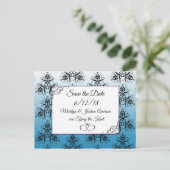 Black Black Damask Wedding Save the Date Briefkaar Briefkaart (Staand voorkant)