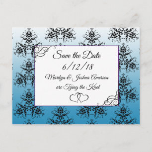 Black Black Damask Wedding Save the Date Briefkaar Briefkaart