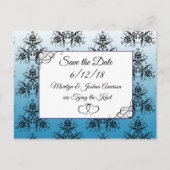 Black Black Damask Wedding Save the Date Briefkaar Briefkaart (Voorkant)