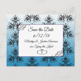 Black Black Damask Wedding Save the Date Briefkaar Briefkaart