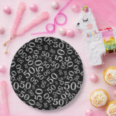 Black Black/White 50th Birthday Number Pattern Papieren Bordje (Feest)
