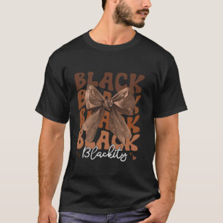 Black Blackity Coquette Bow Hearts Melanine Afrika T-shirt