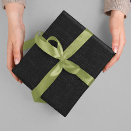 Black Blank Beige Linen Clean Fabric Texture Cadeaupapier