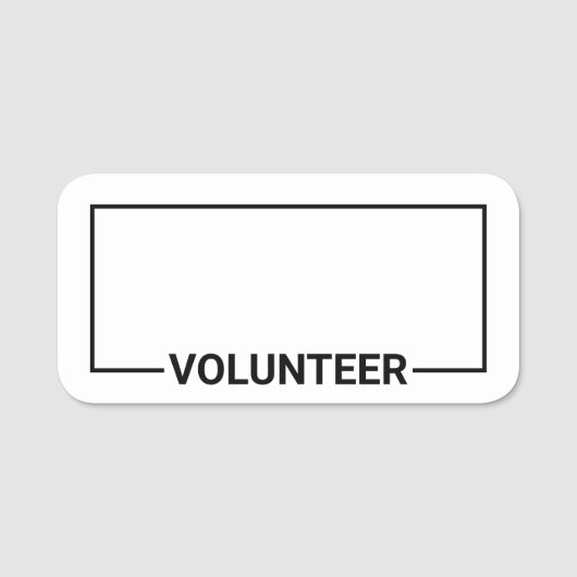 Black Blank Vrijwilliger Naam Tag (Voorkant)
