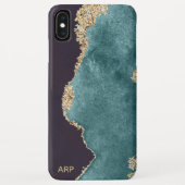*~* Black Blauwgroen Agate Geode Gold Glitter Case-Mate iPhone Case (Achterkant)