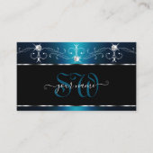 Black Blauwgroen Blue Squiggles Sparkle Jewels Mon Visitekaartje (Voorkant)