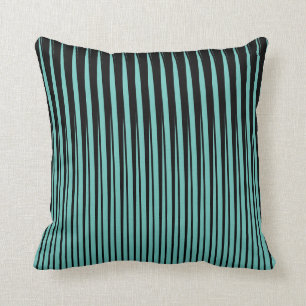 Black Blauwgroen Blue Stripes Pattern Ombre Colors Kussen
