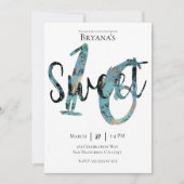 Black Blauwgroen Bronze Modern Sweet 16 Birthday P Kaart (Voorkant)