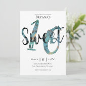 Black Blauwgroen Bronze Modern Sweet 16 Birthday P Kaart (Staand voorkant)