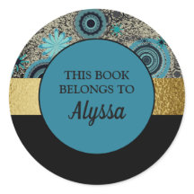 Black Blauwgroen Gold Book Name Bord Sticker