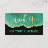 Black Blauwgroen Gold Foil Glitter Agate Hartelijk Visitekaartje (Voorkant)