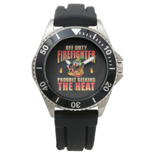 Black Blazing Hero Fireman Chili Cartoon Character Horloge