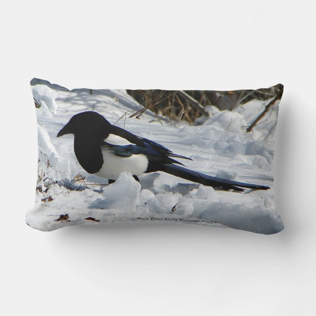 Black Bled Rocky Mountain Magpie lumbar Kussen (Voorkant)