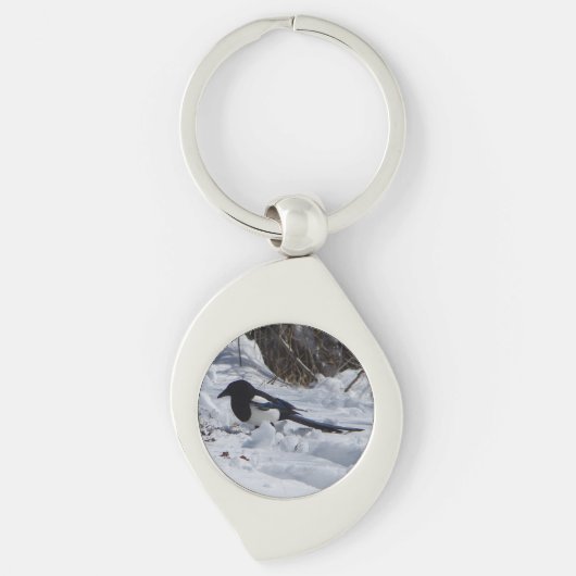 Black Bled Rocky Mountain Magpie metal-sleutelkete Sleutelhanger (Voorkant)