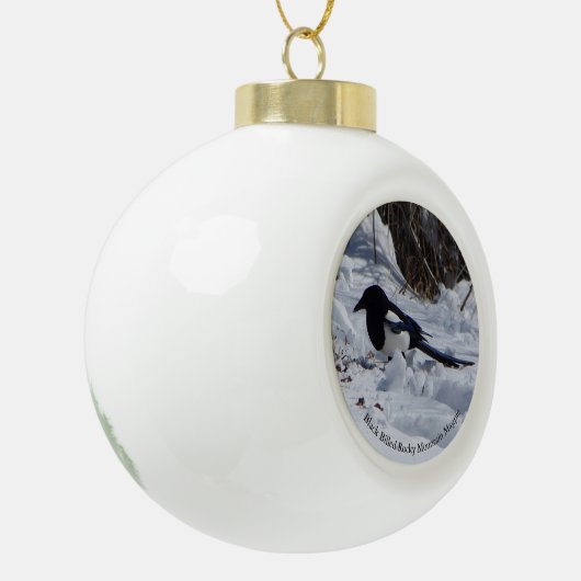 Black Bled Rocky Mountain Magpie-versiering Keramische Bal Ornament (Links)