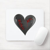 Black Bleeding Cut Open Broken Healing Heart Goth Muismat (Met muis)