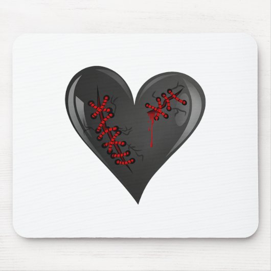 Black Bleeding Cut Open Broken Healing Heart Goth Muismat (Voorkant)