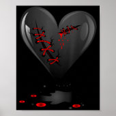 Black Bleeding Cut Open Broken Heart Goth Valentin Poster (Voorkant)